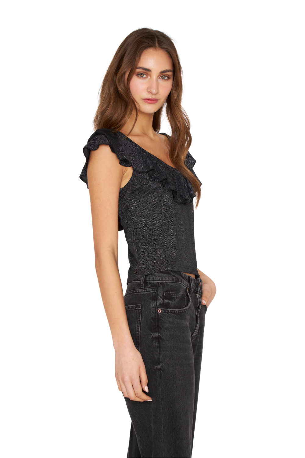 Polera Olimpia Bright black plateada Jacinta Tienda-2