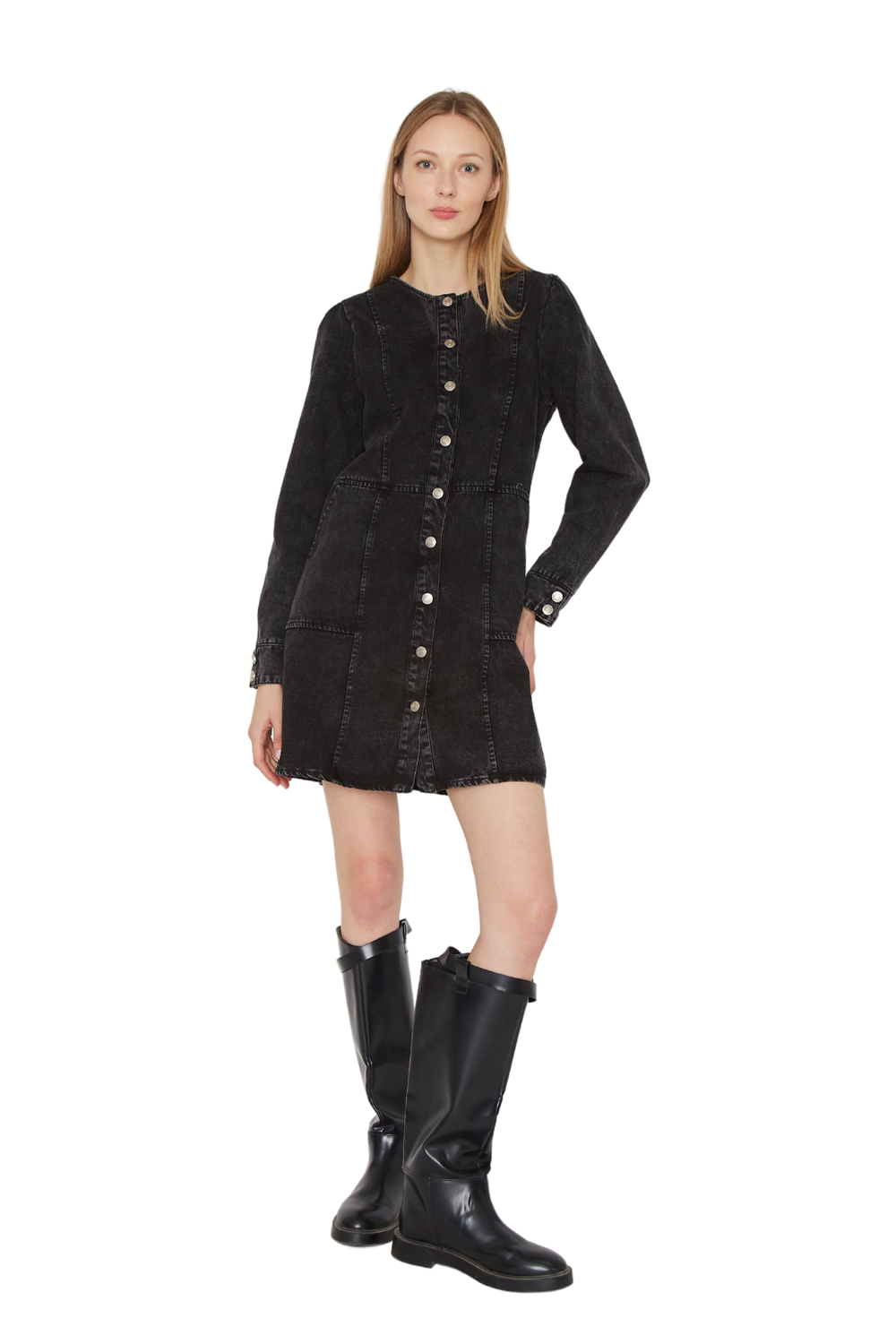 Vestido Denim Stone negro Jacinta Tienda-5