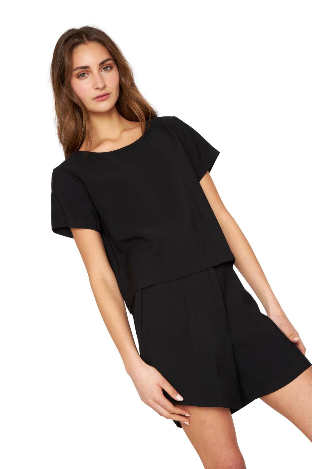 Polera Ana manga corta negra Jacinta Tienda-3