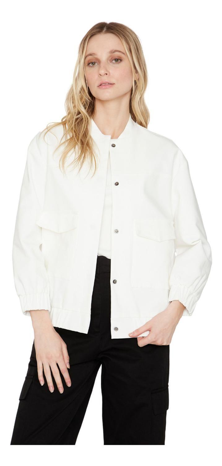 Chaqueta Bomber Manga Larga Blanca Jacinta Tienda-0