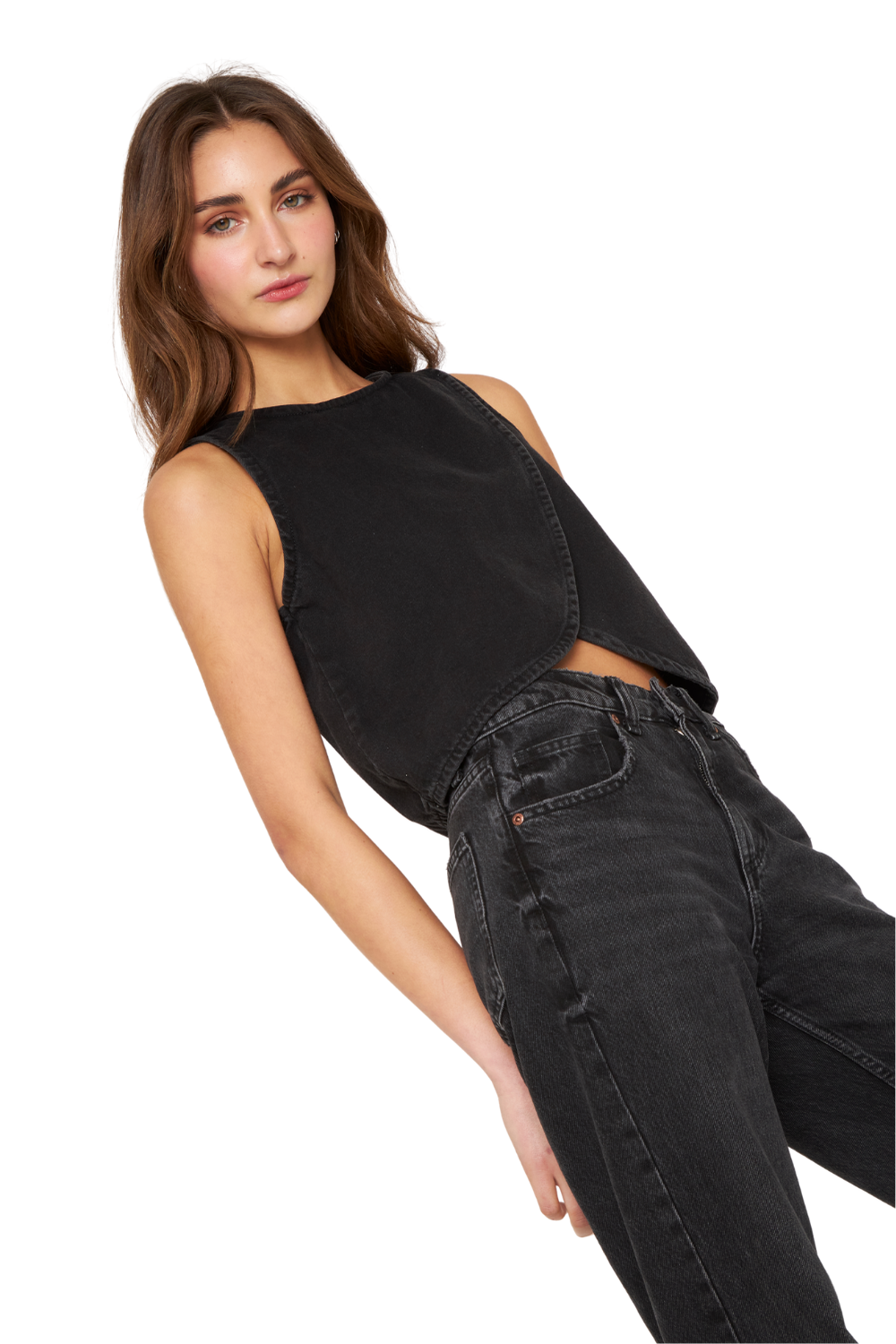 Polera Denim sin mangas negra Jacinta Tienda-3