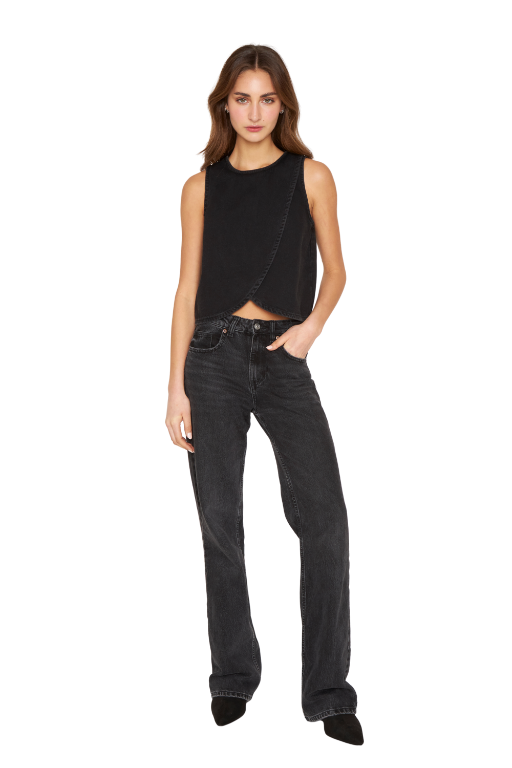 Polera Denim sin mangas negra Jacinta Tienda-4