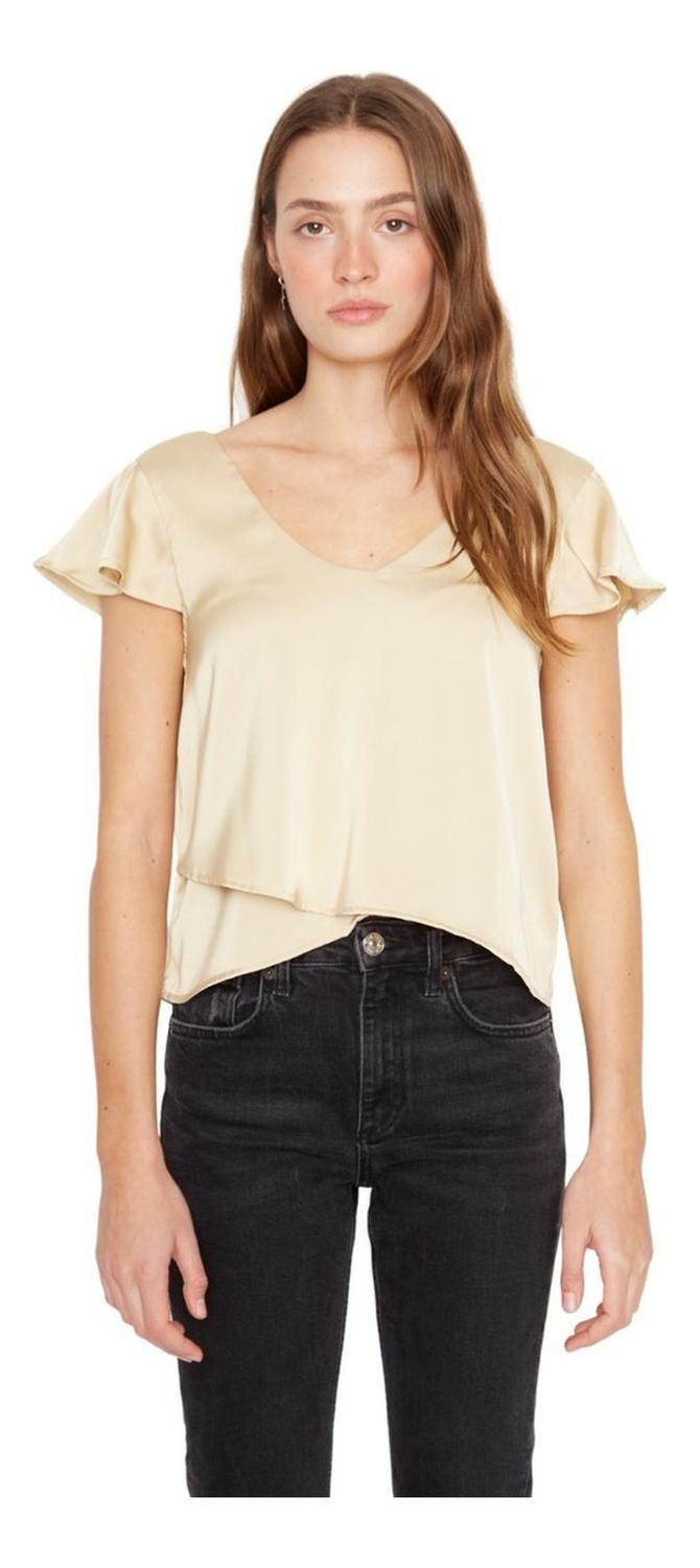 Polera Sara Manga Corta Satin Dorada Jacinta Tienda-1