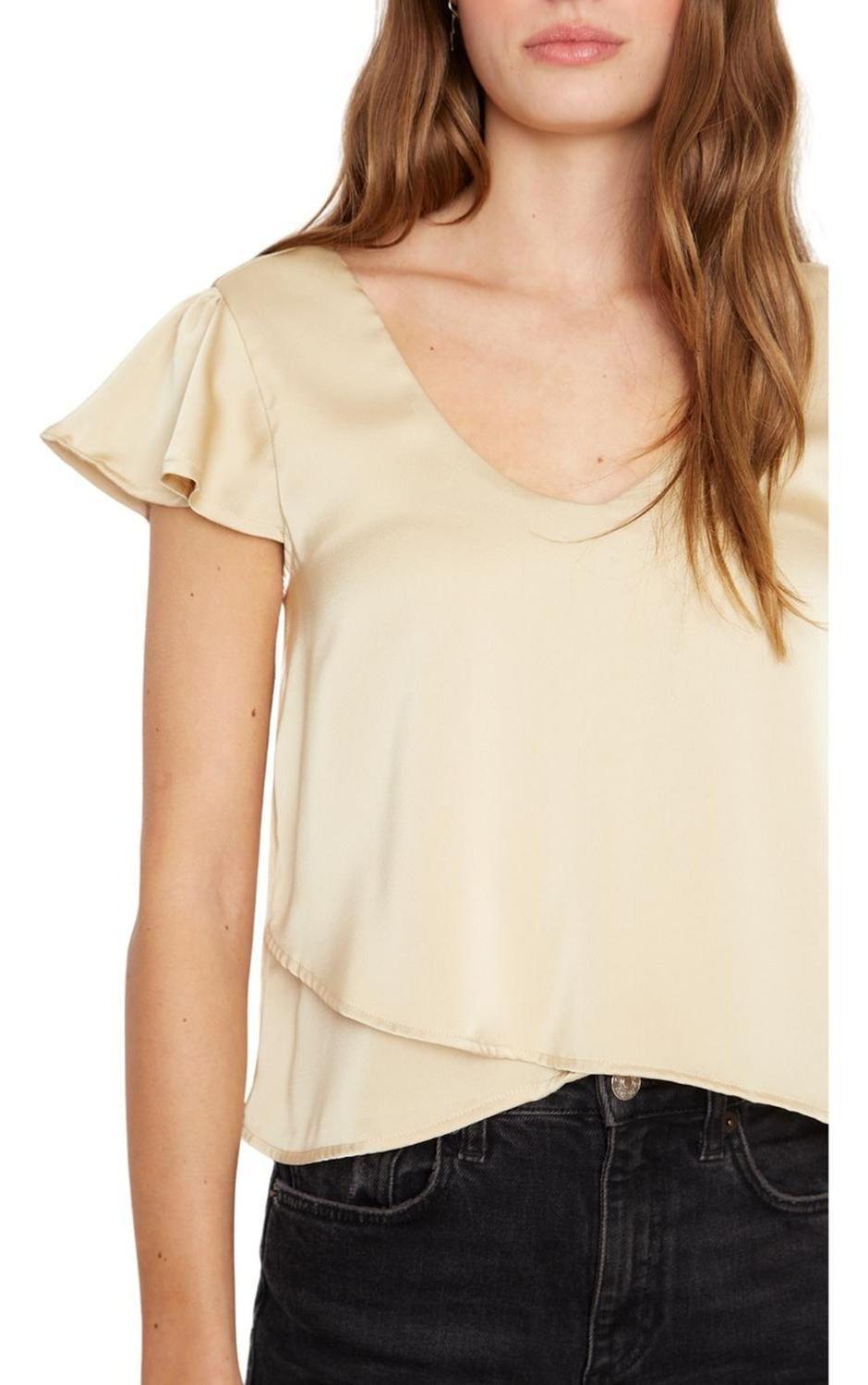 Polera Sara Manga Corta Satin Dorada Jacinta Tienda-5
