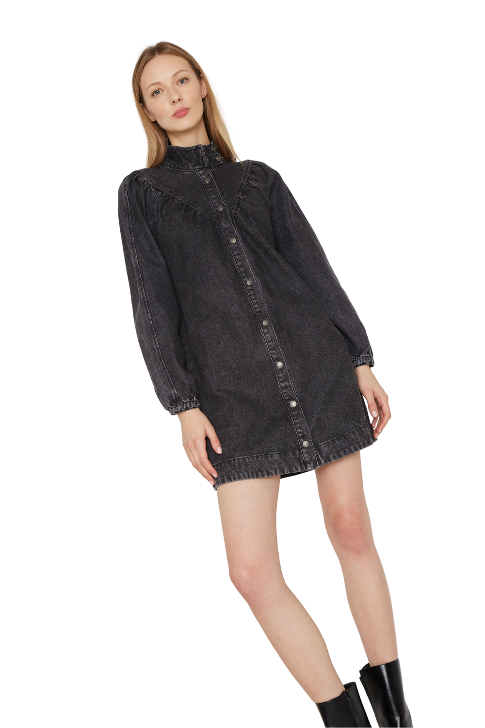 Vestido Denim Porter negro Jacinta Tienda-3