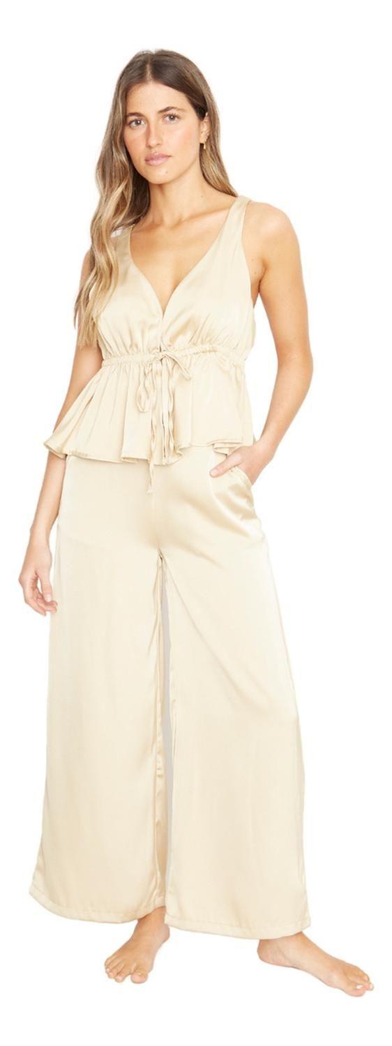Pantalón Greta Largo Satin Dorado Jacinta Tienda-4