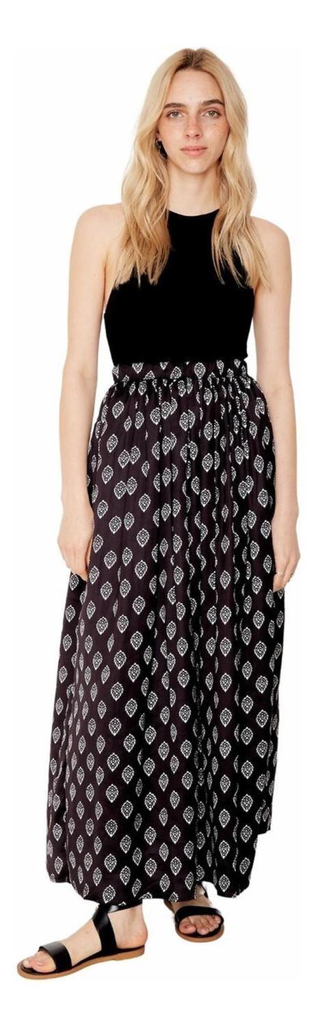 Falda Elisa Hojas Print  L negro XL negro S negro M negro-0