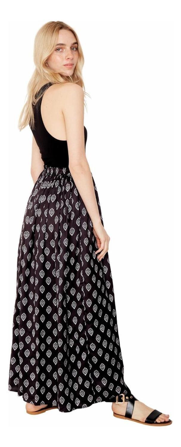 Falda Elisa Hojas Print  L negro XL negro S negro M negro-2