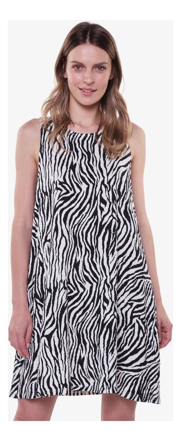 Vestido Bianca Algodón Animal Print Jacinta Tienda-0