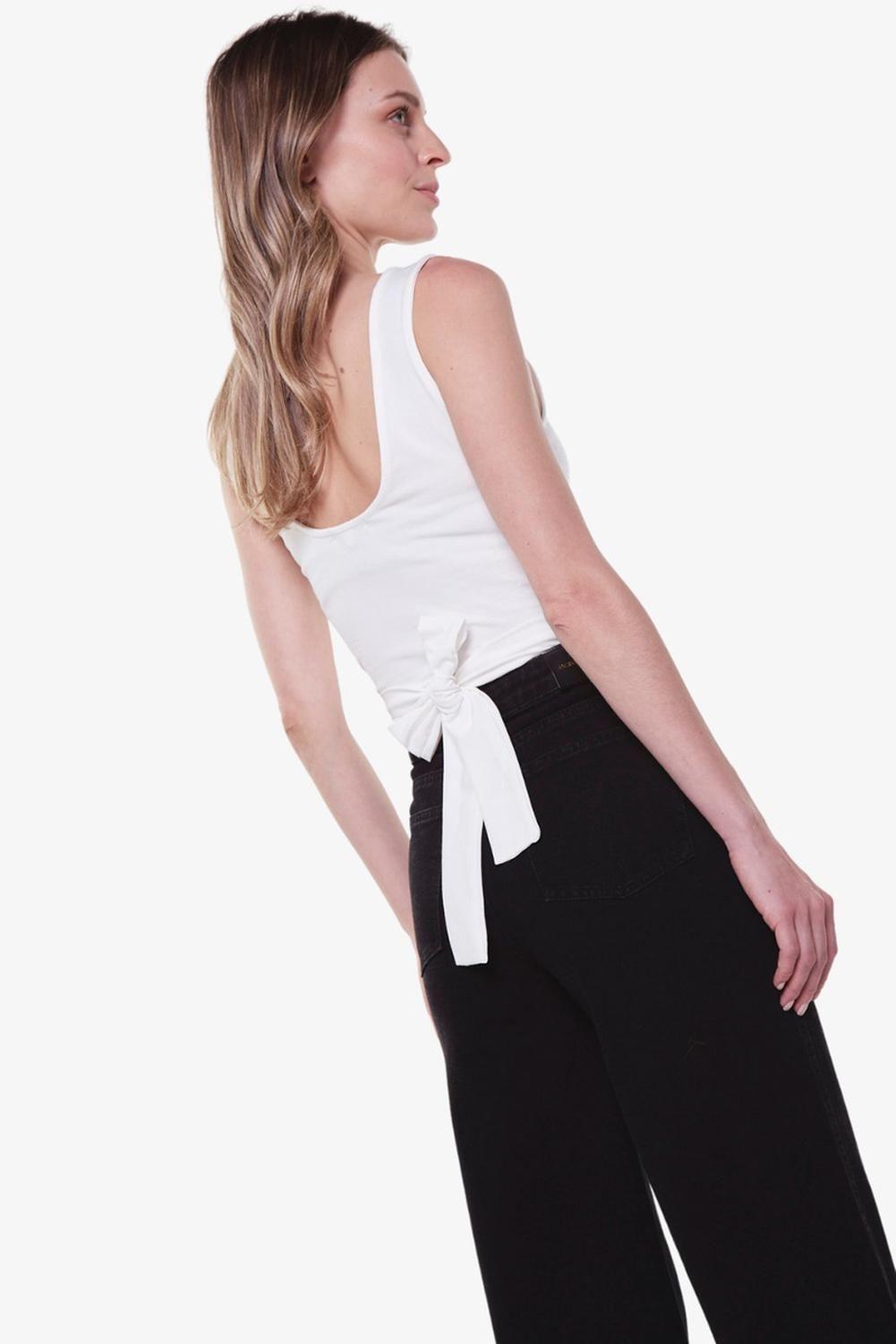 Polera Gracia Crop Blanca Lazo-3