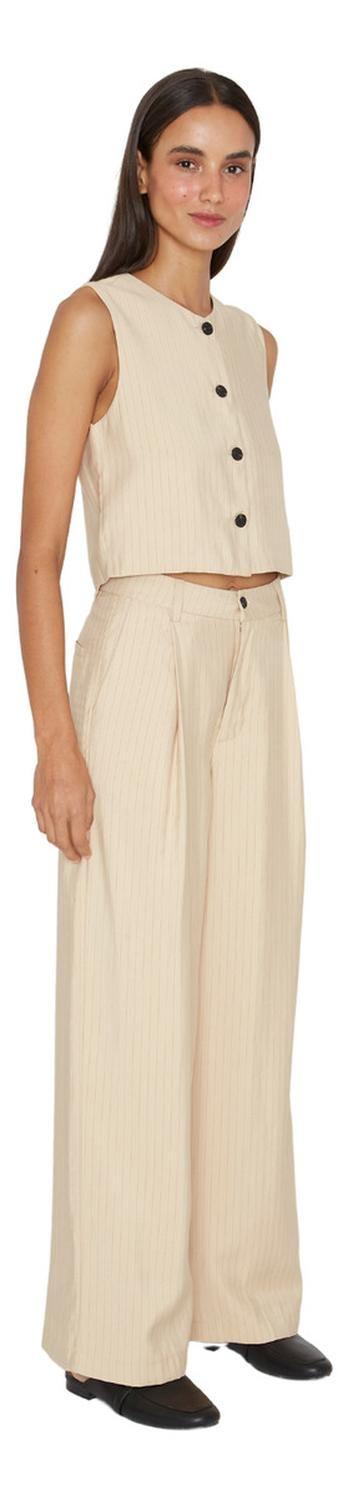Pantalón Oxford Rayas Crudo Jacinta Tienda-0
