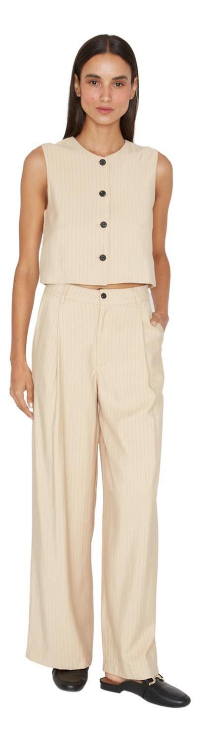Pantalón Oxford Rayas Crudo Jacinta Tienda-1