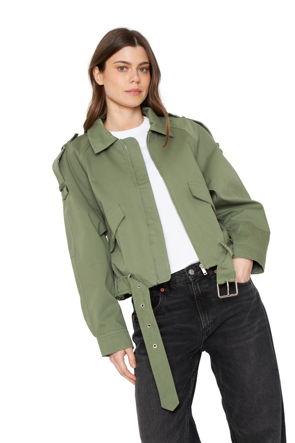 Chaqueta Aviadora Cotton verde Jacinta Tienda-2