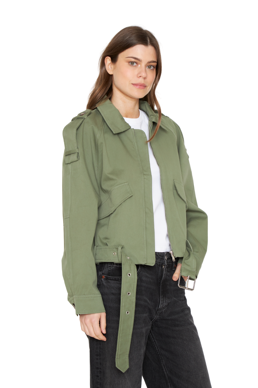 Chaqueta Aviadora Cotton verde Jacinta Tienda-3