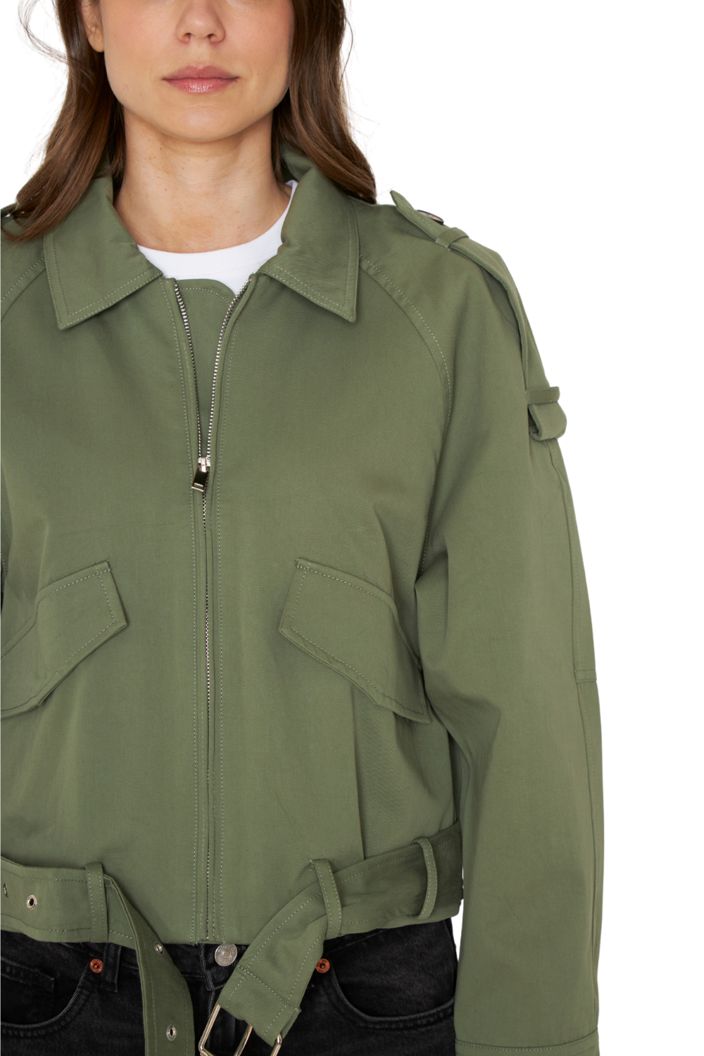 Chaqueta Aviadora Cotton verde Jacinta Tienda-6