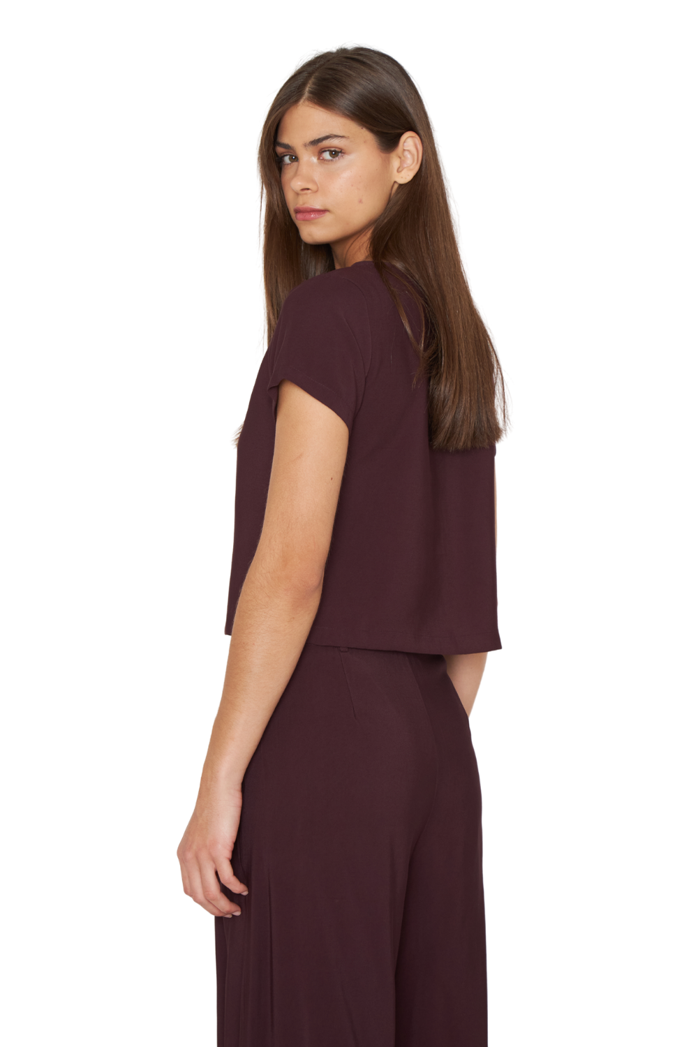 Polera Ana manga corta burdeo Jacinta Tienda-3