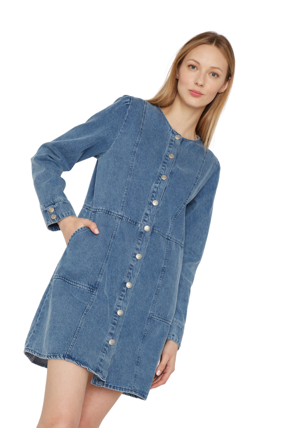 Vestido Denim Stone azul Jacinta Tienda-5