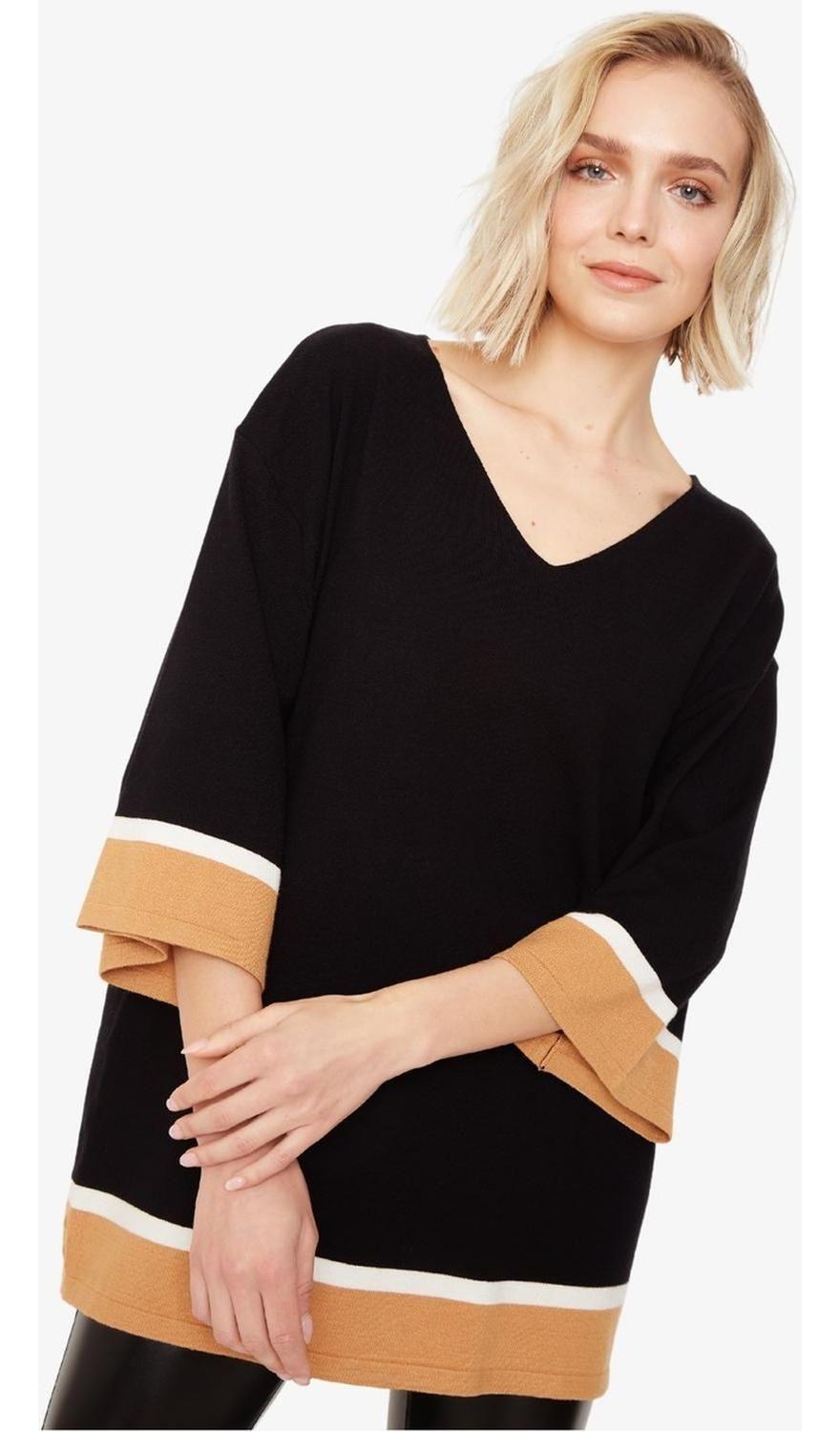 Chaleco Ana Color Block Negro Largo-4