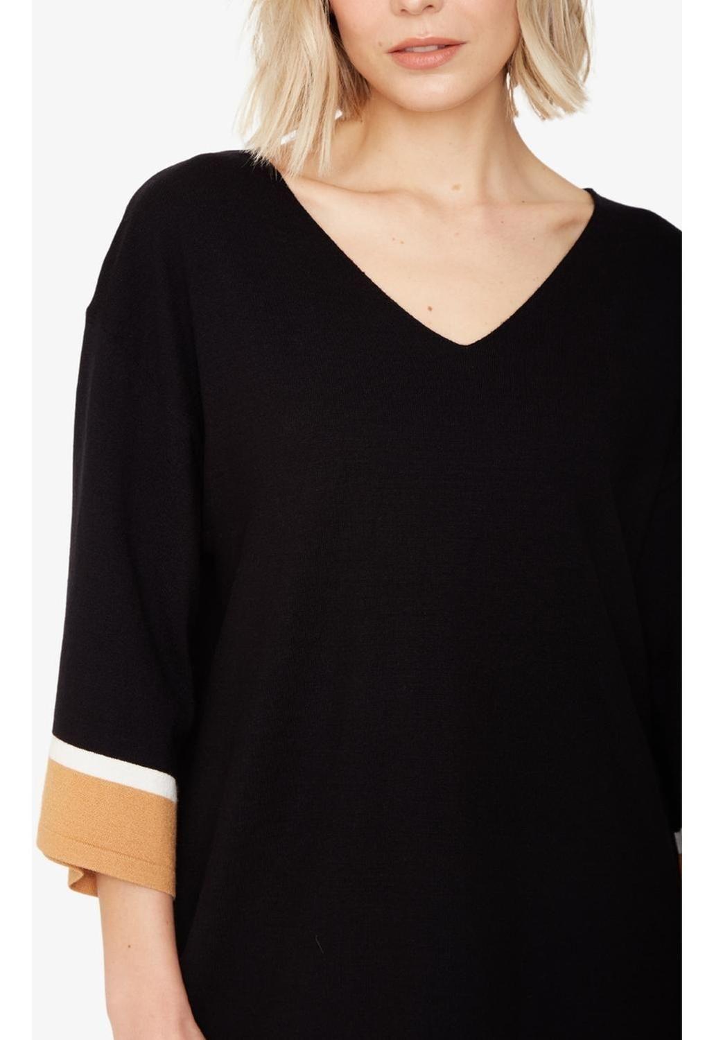 Chaleco Ana Color Block Negro Largo-5