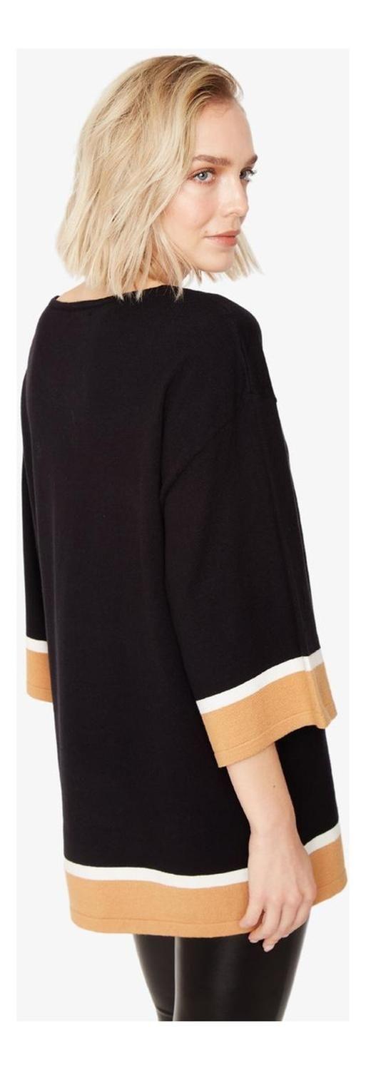 Chaleco Ana Color Block Negro Largo-9