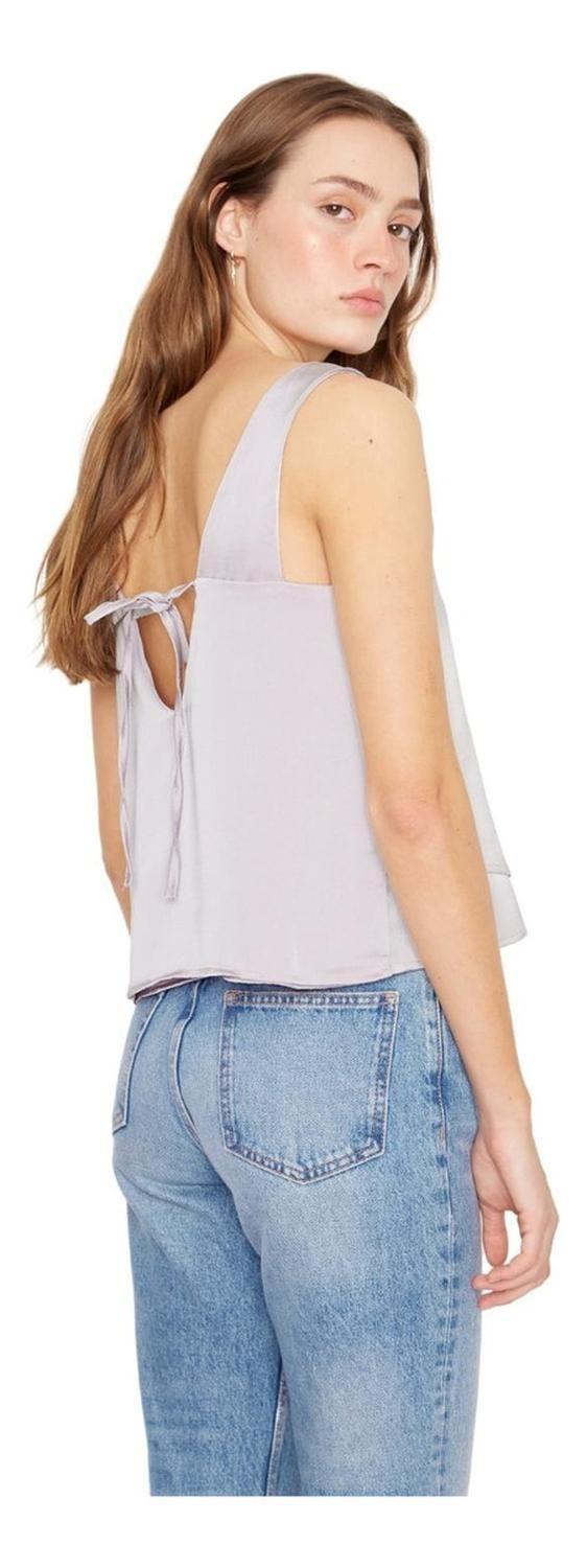 Polera Sara Sin Mangas Satin Plateada Jacinta Tienda-1