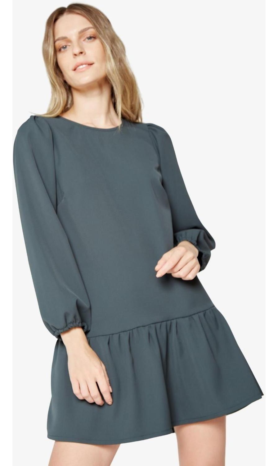 Vestido Sofía Manga Larga Petróleo Jacinta Tienda-1