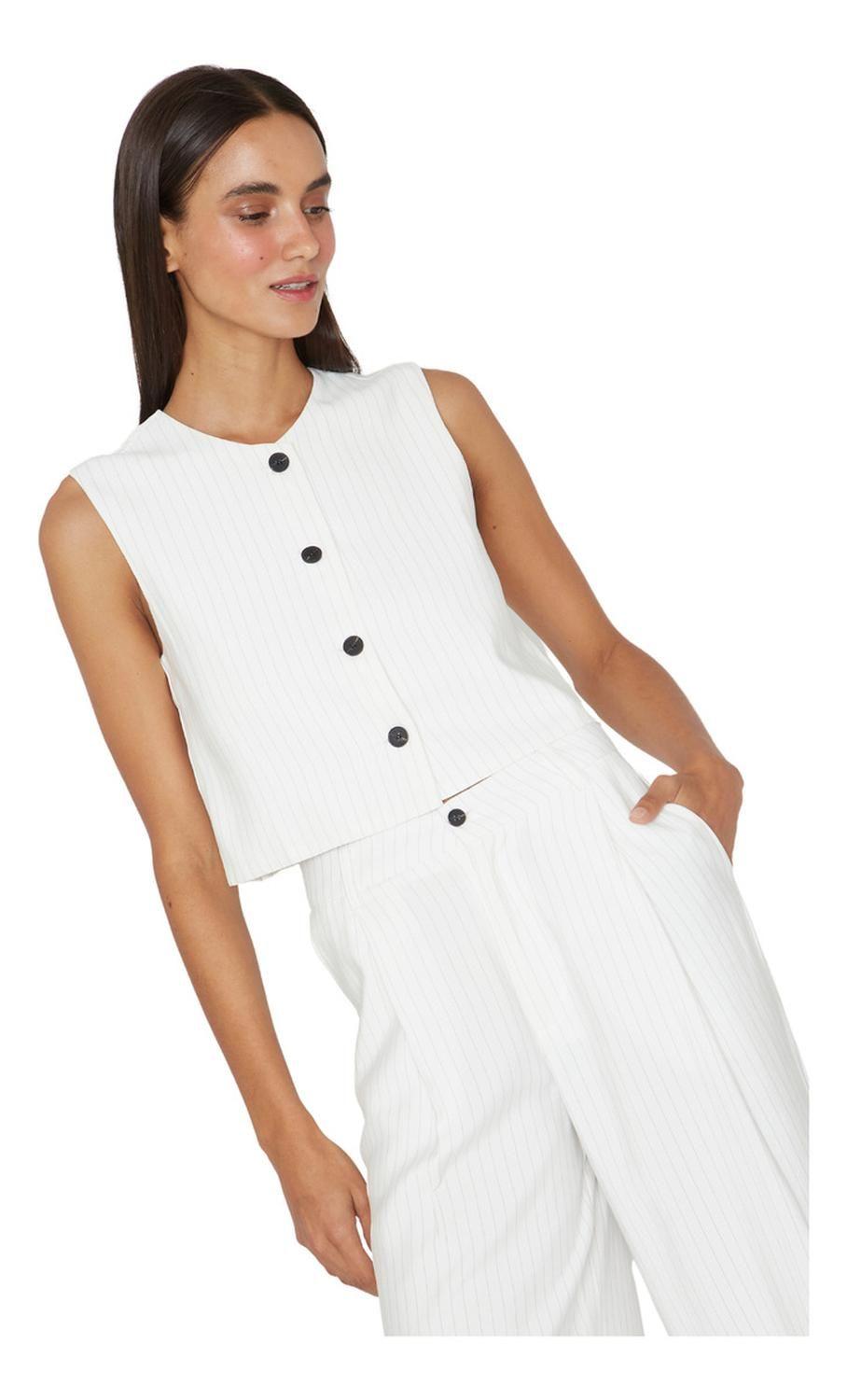 Vest Oxford Rayas Blanco Jacinta Tienda-0