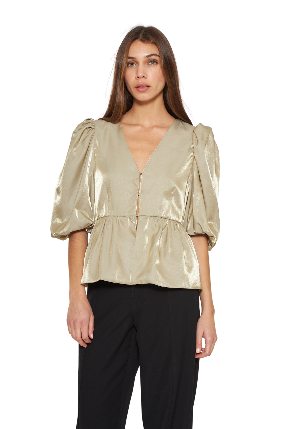 Blusa Siena Bright Peplum dorada Jacinta Tienda-2