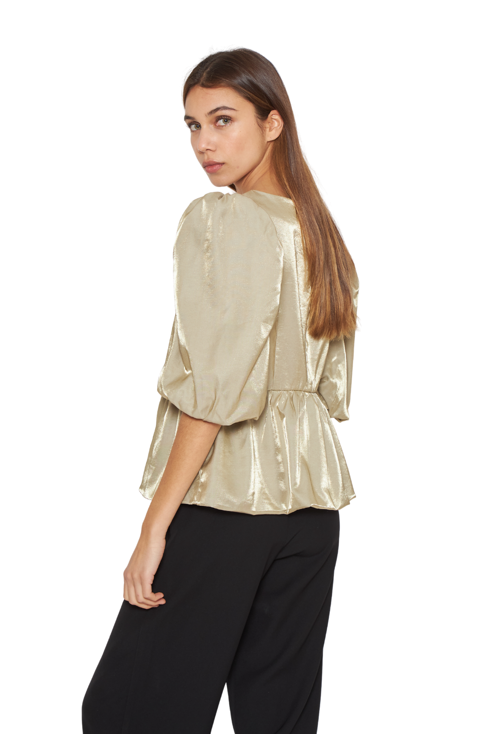 Blusa Siena Bright Peplum dorada Jacinta Tienda-3