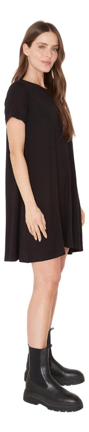 Vestido Bianca Manga Corta Ii Negro Jacinta Tienda-2