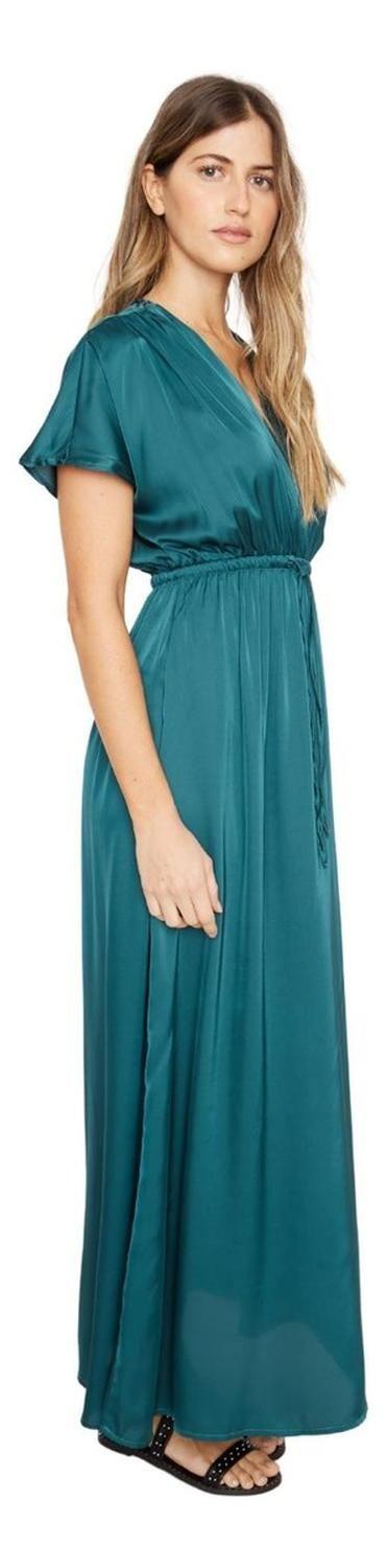 Vestido Lucila Satin Petróleo Jacinta Tienda-2