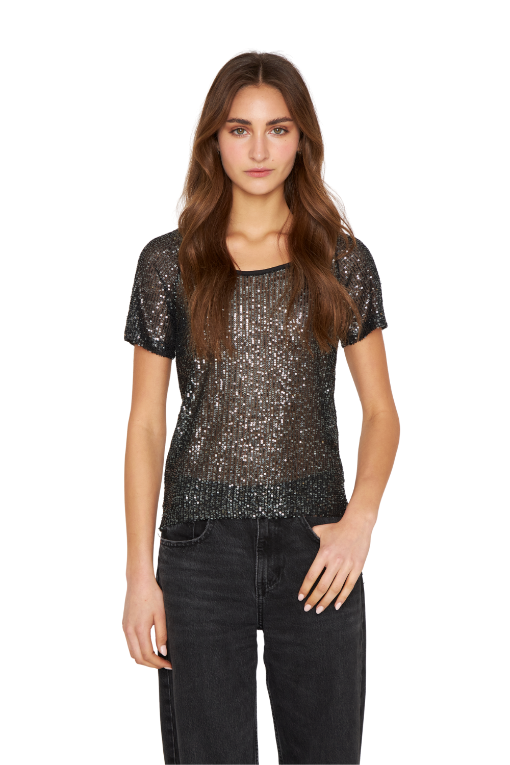 Polera Glam manga corta negra Jacinta Tienda-0