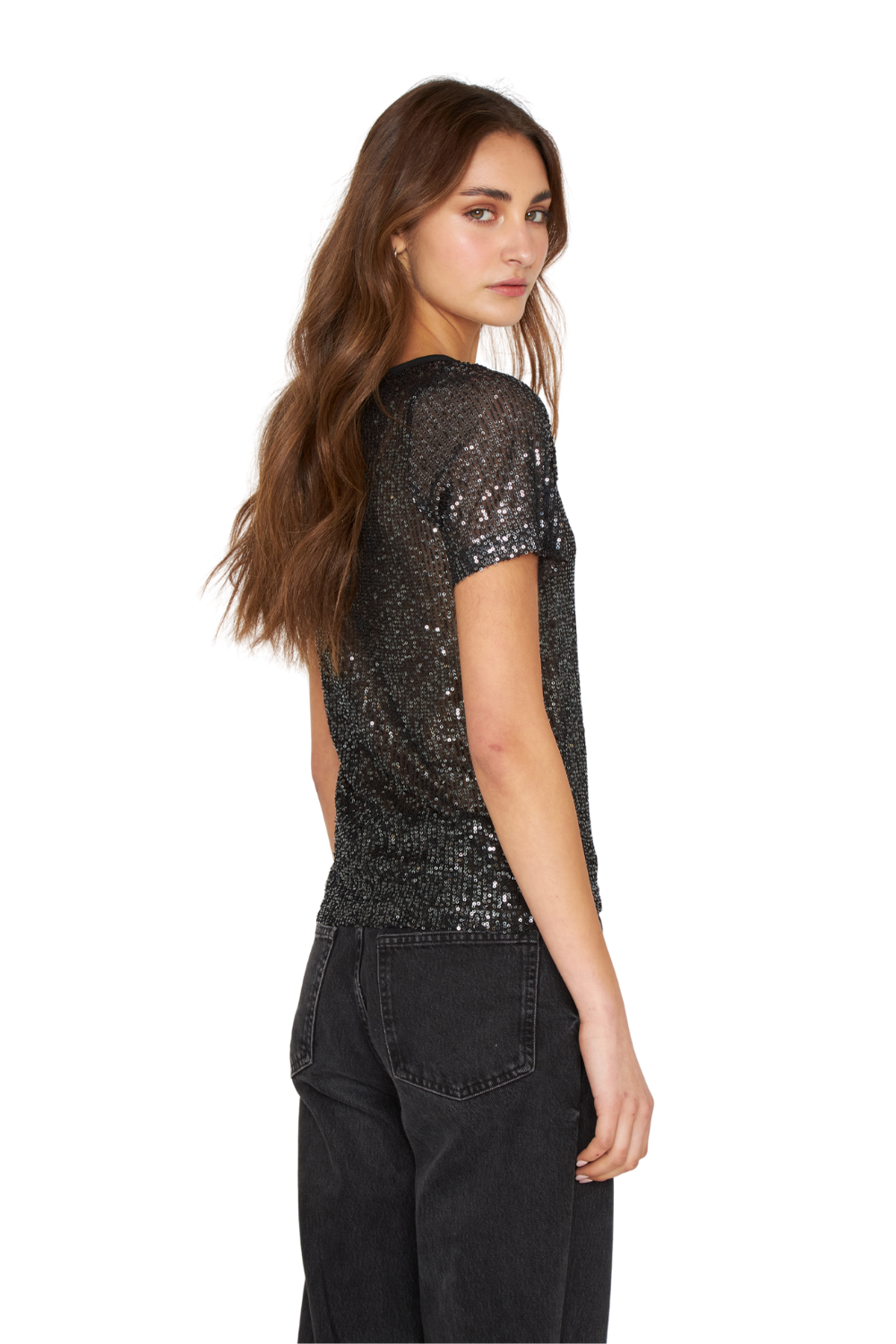 Polera Glam manga corta negra Jacinta Tienda-3