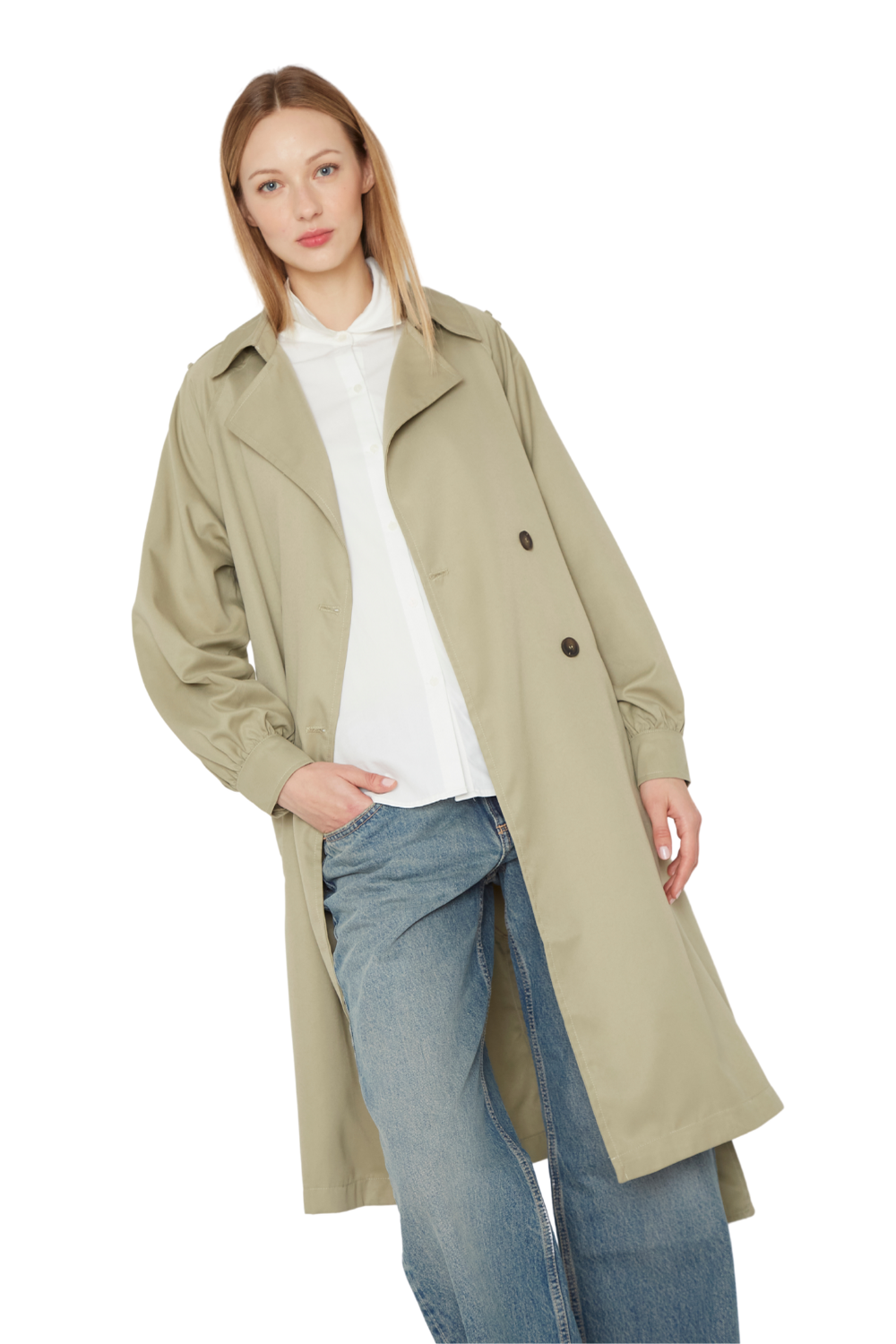 Trench Coat Porter verde Jacinta Tienda-1
