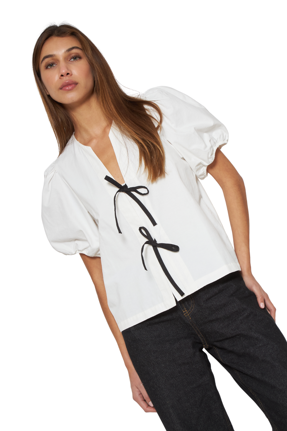 Blusa Cami blanca y negra Jacinta Tienda-2