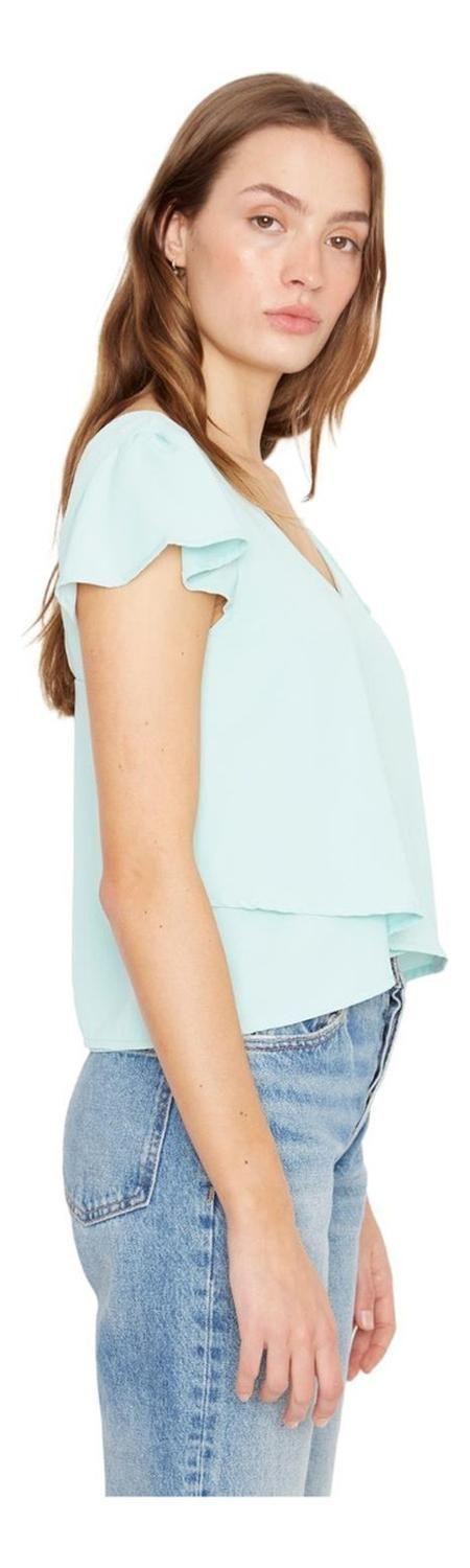 Polera Sara Manga Corta Iii Celeste Jacinta Tienda-4