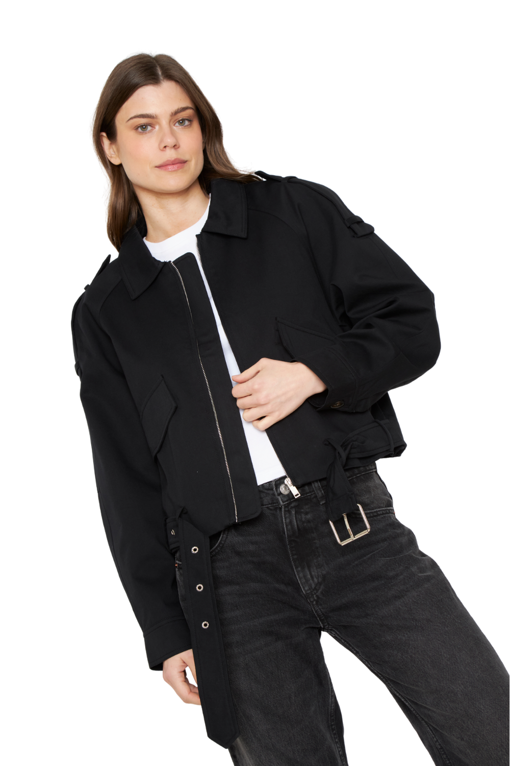 Chaqueta Aviadora Cotton negra Jacinta Tienda-3