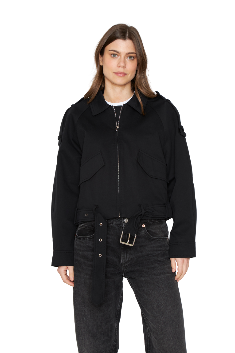 Chaqueta Aviadora Cotton negra Jacinta Tienda-4
