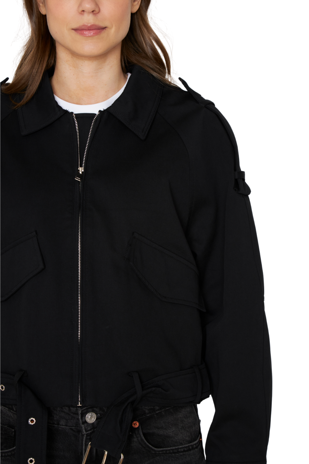 Chaqueta Aviadora Cotton negra Jacinta Tienda-5