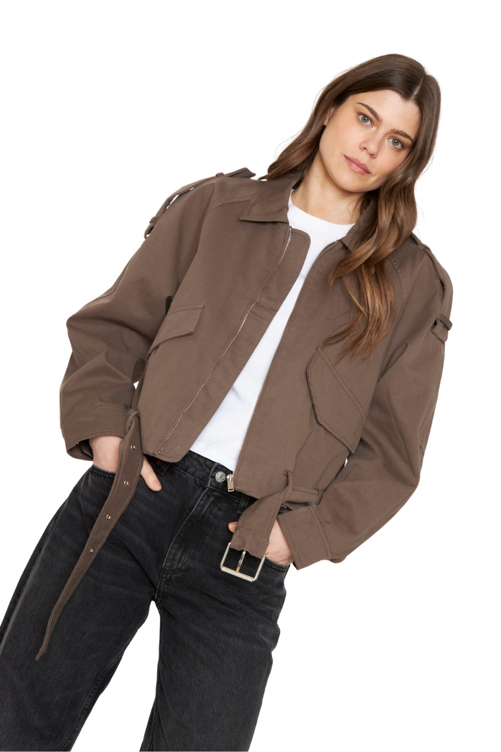 Chaqueta Aviadora Cotton café Jacinta Tienda-2