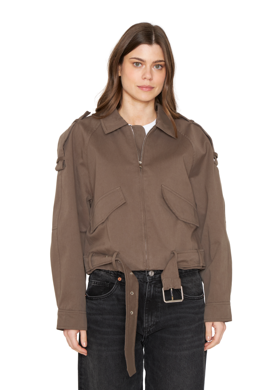 Chaqueta Aviadora Cotton café Jacinta Tienda-3