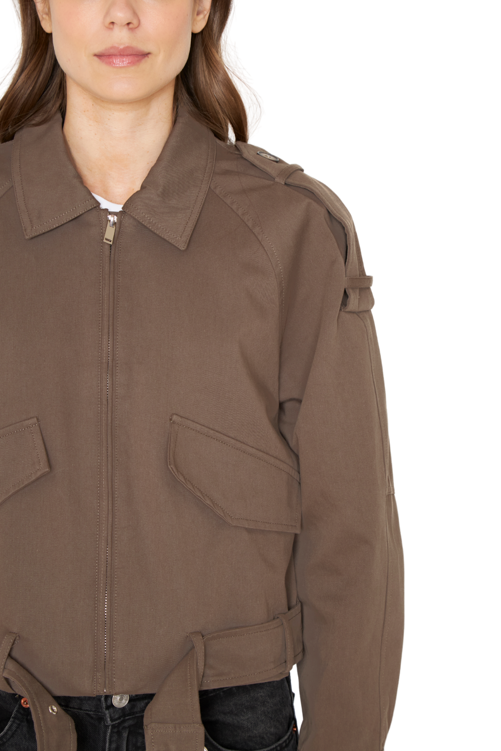 Chaqueta Aviadora Cotton café Jacinta Tienda-6