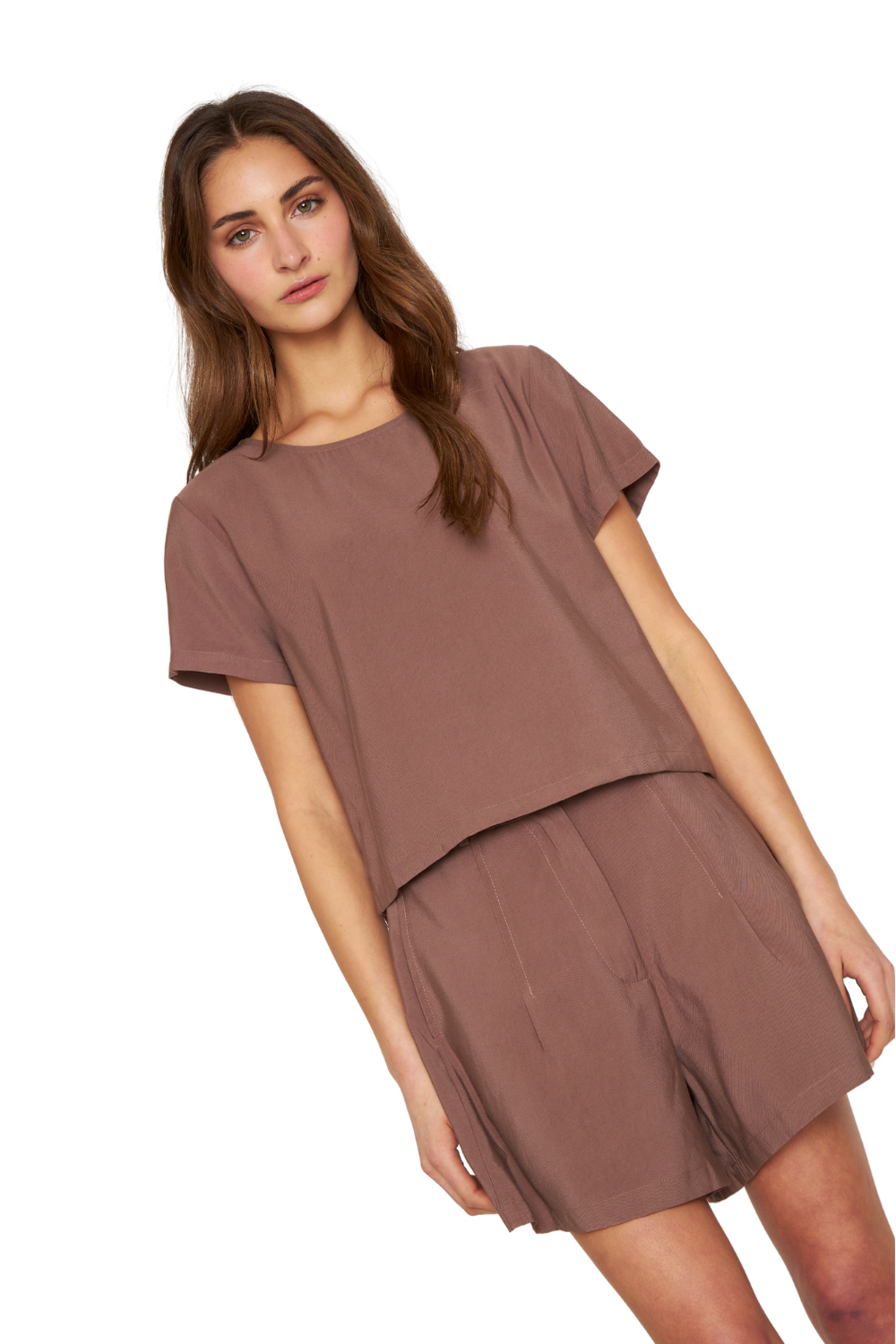 Polera Ana manga corta café Jacinta Tienda-3