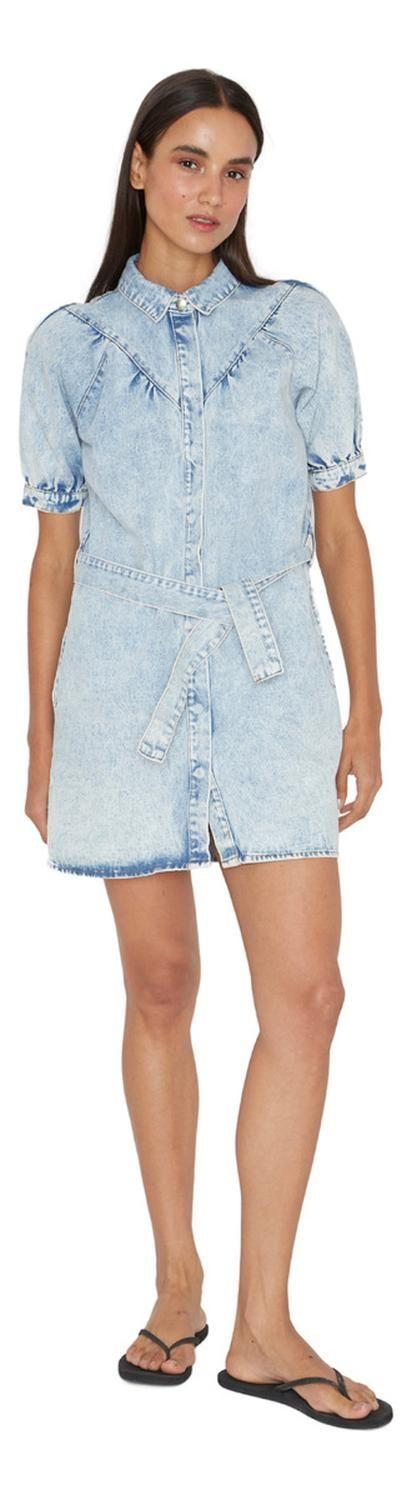 Vestido Denim Manga Corta Azul Jacinta Tienda-2