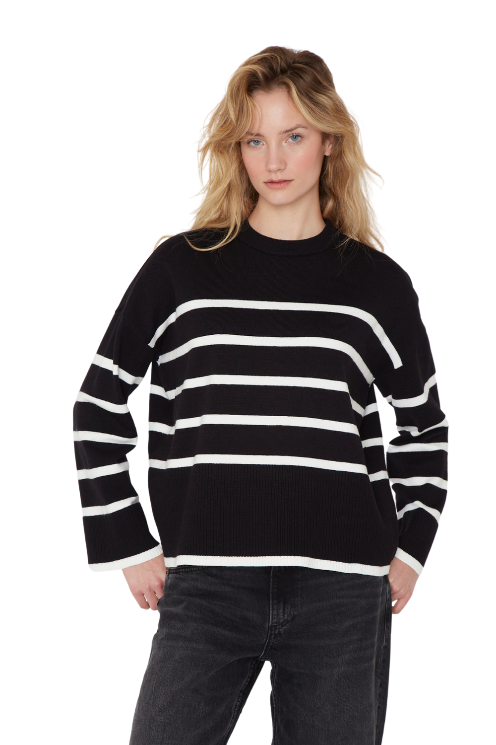 Chaleco Verna rayas negro Jacinta Tienda-1