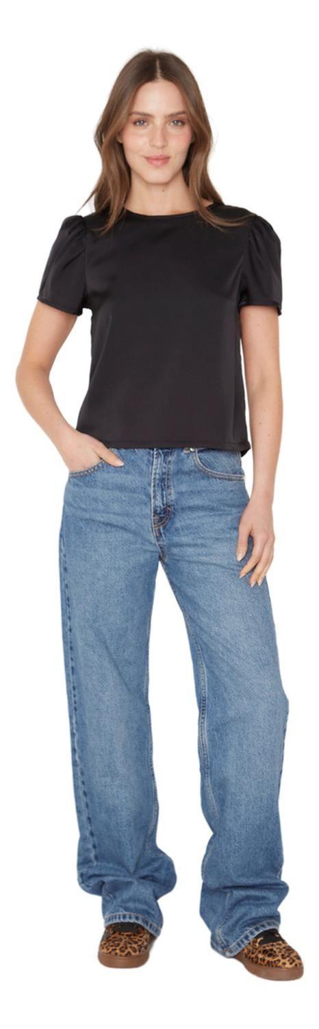 Blusa Olivia Satin Negra Jacinta Tienda-5