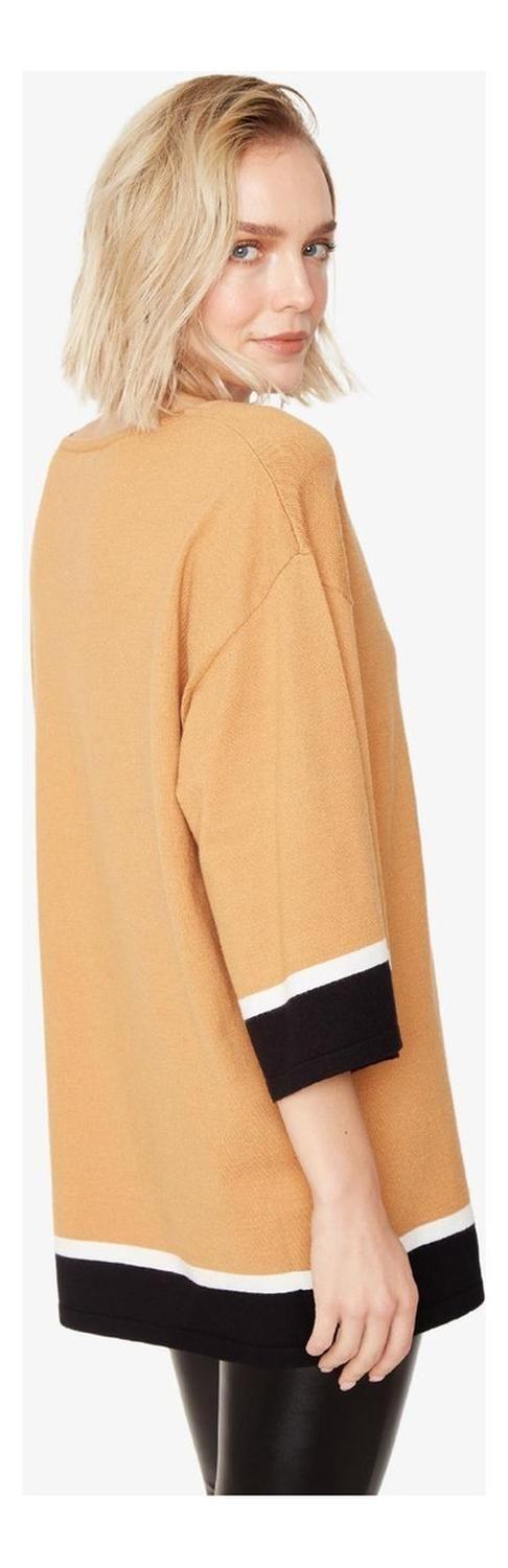 Chaleco Ana Color Block Camel Largo Jacinta Tienda-2