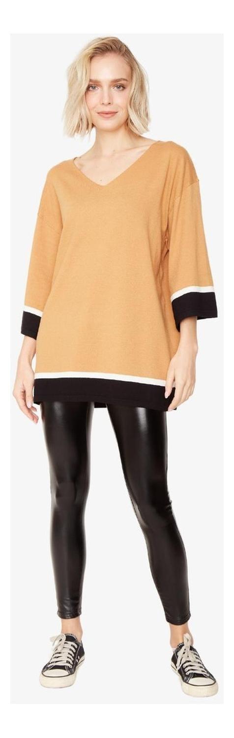 Chaleco Ana Color Block Camel Largo Jacinta Tienda-6