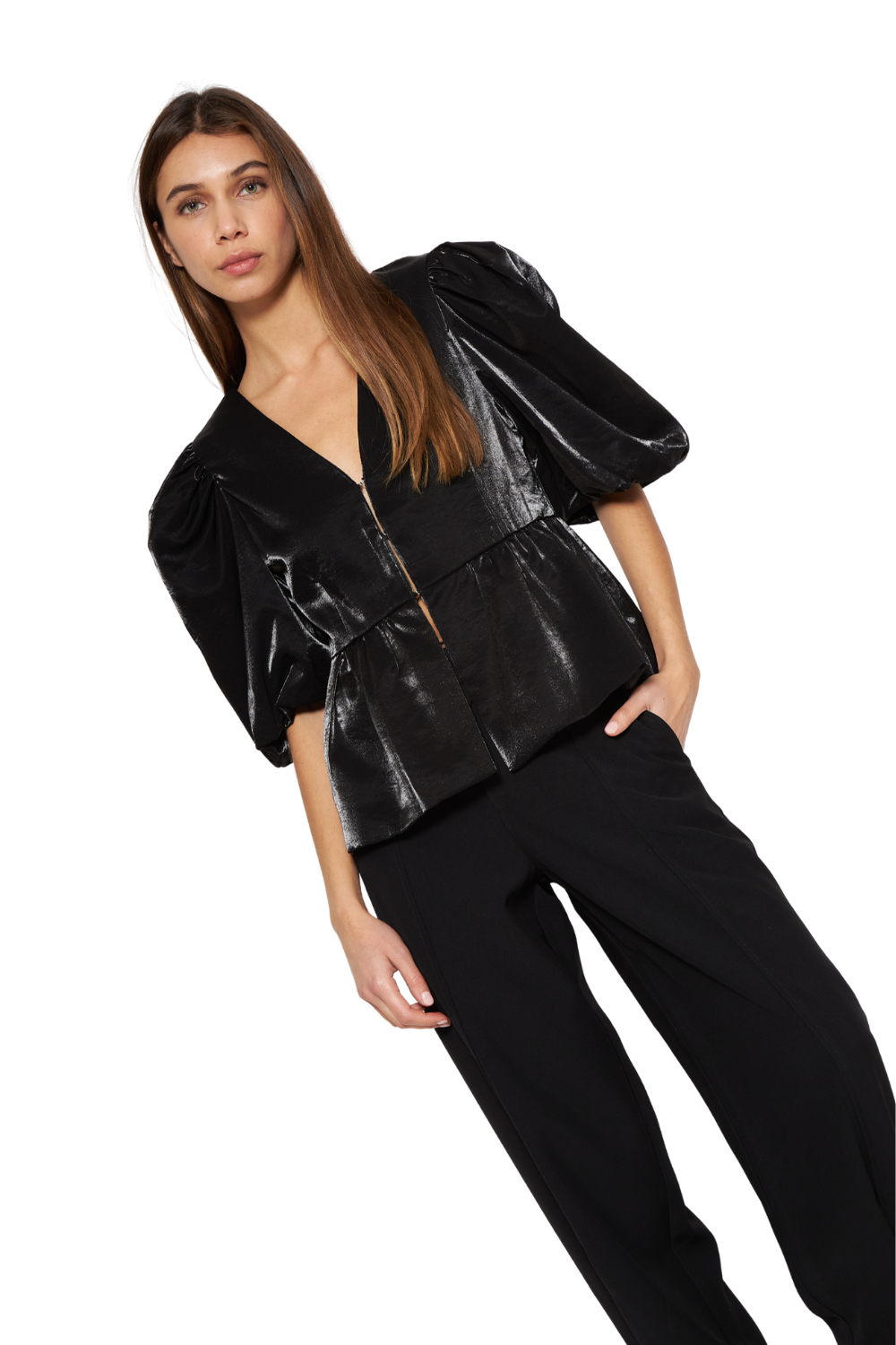 Blusa Siena Bright Peplum negra Jacinta Tienda-2