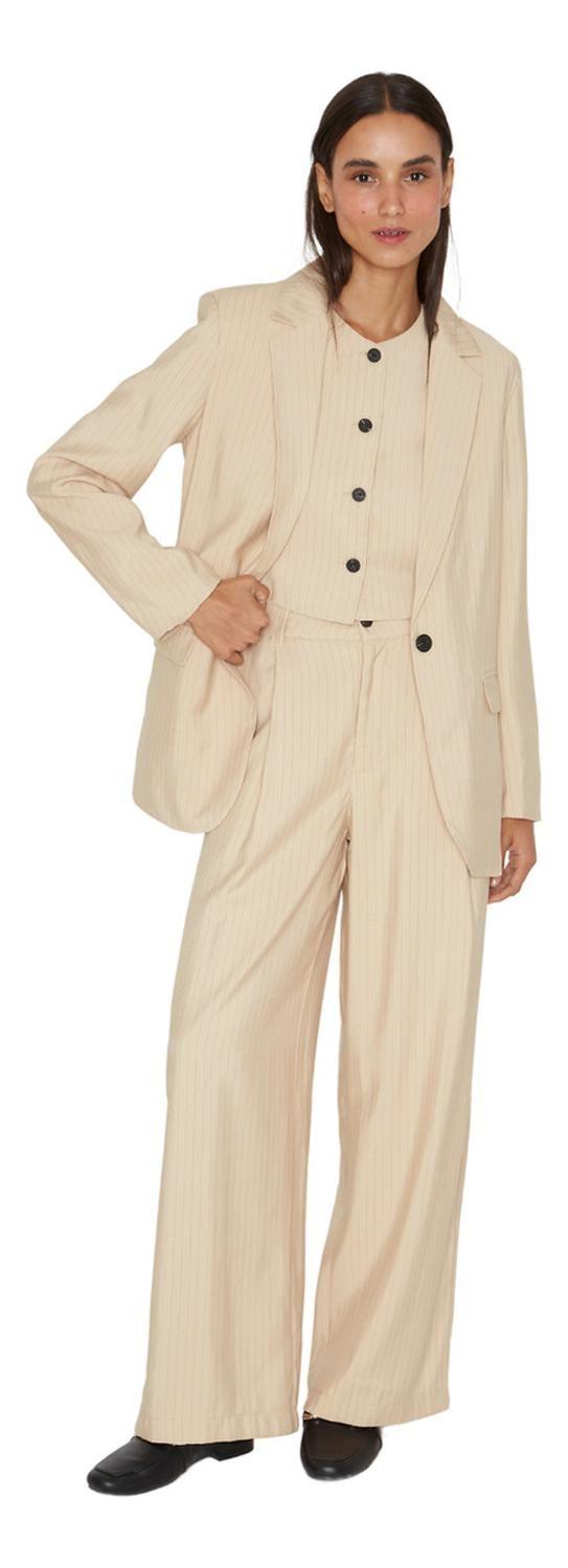 Blazer Oxford Rayas Crudo Jacinta Tienda-4